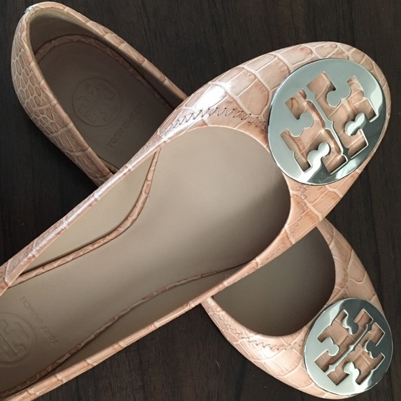 Tory Burch Shoes - {Tory Burch} Sherbet Croc Reva Flats, NWOB